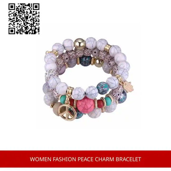 Women Fashion Peace Charm Bracelet by@Outfy