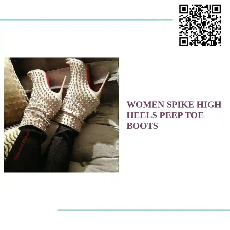 Women Spike High Heels Peep Toe Boots by@Outfy
