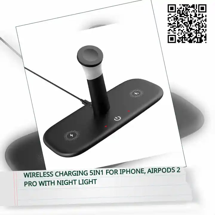 Wireless Charging 5in1 for iPhone, AirPods 2 Pro with Night Light by@Outfy