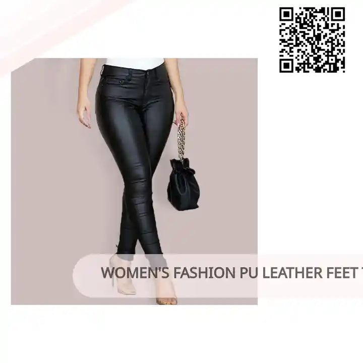 Women&#039;s Fashion Pu Leather Feet Trousers by@Outfy