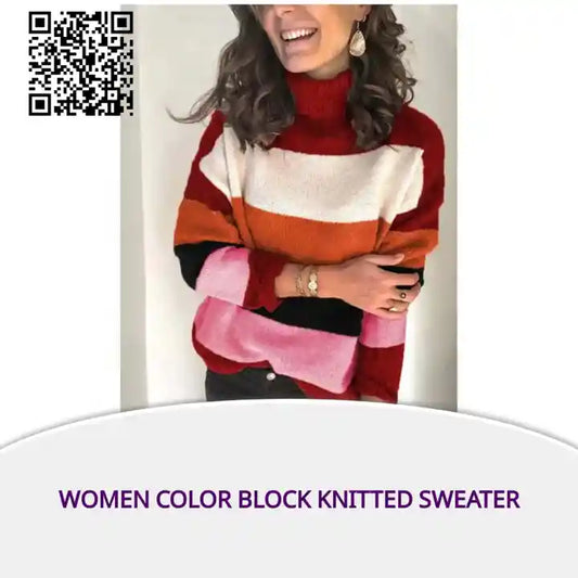 Women Color Block Knitted Sweater by@Outfy