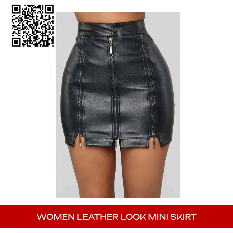 Women Leather Look Mini Skirt by@Outfy