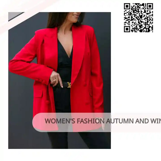 Women&#039;s fashion autumn and winter long-sleeved double-breasted suit collar jacket by@Outfy