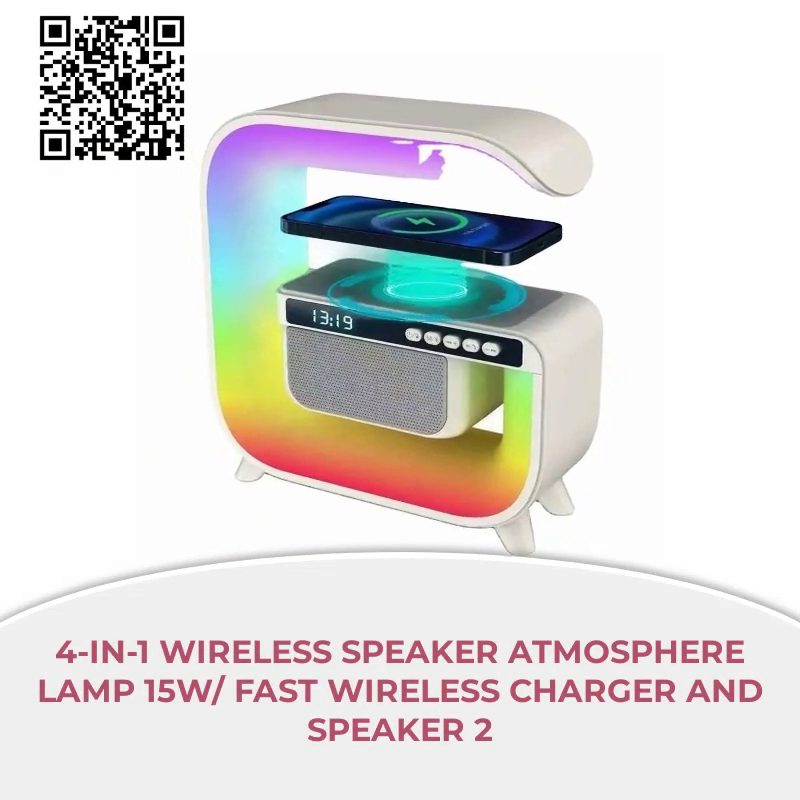 4-in-1 Wireless Speaker Atmosphere Lamp 15W/ Fast Wireless Charger and Speaker 2 by@Outfy