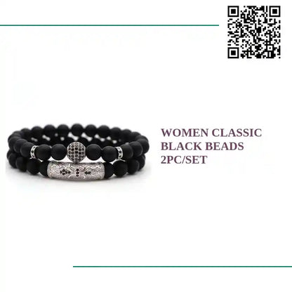 Women Classic Black Beads 2pc/Set by@Outfy