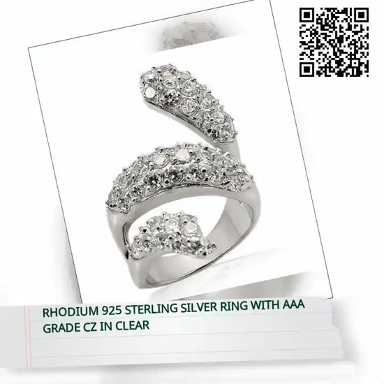 Rhodium 925 Sterling Silver Ring with AAA Grade CZ in Clear by@Outfy