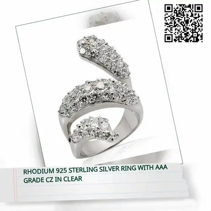 Rhodium 925 Sterling Silver Ring with AAA Grade CZ in Clear by@Outfy