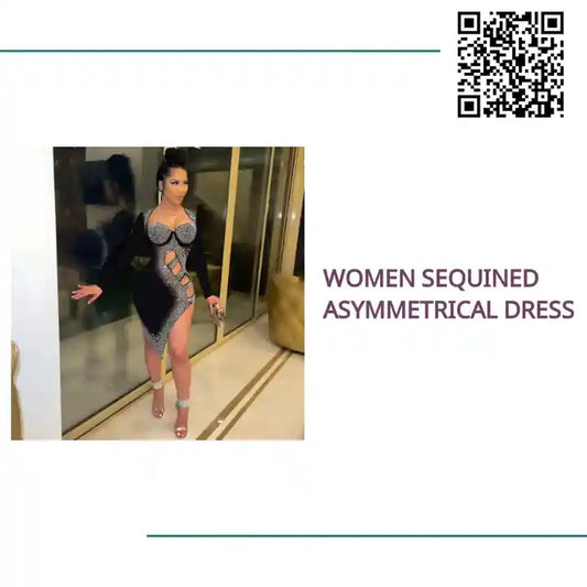 Women Sequined Asymmetrical Dress by@Outfy