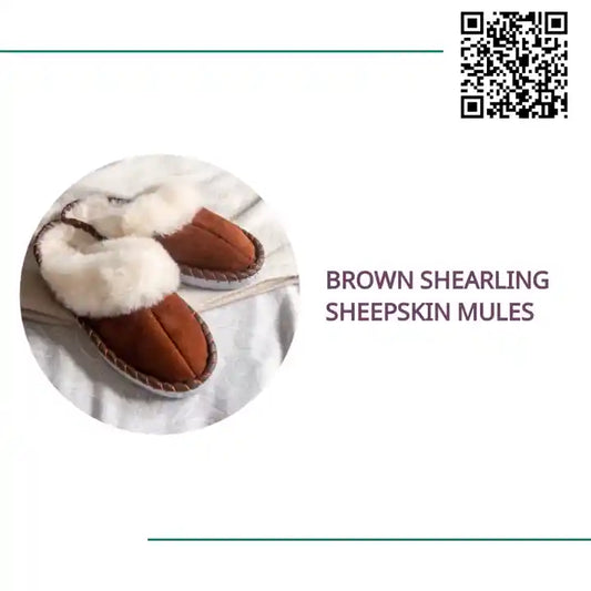 Brown Shearling Sheepskin Mules by@Outfy
