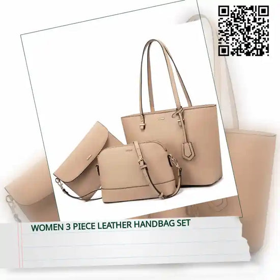 Women 3 piece Leather Handbag Set by@Outfy