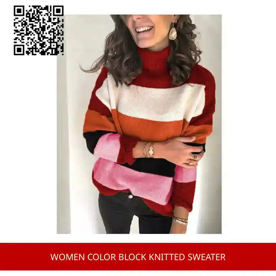 Women Color Block Knitted Sweater by@Outfy