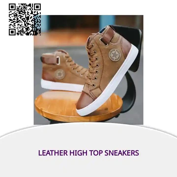 Leather High Top Sneakers by@Outfy