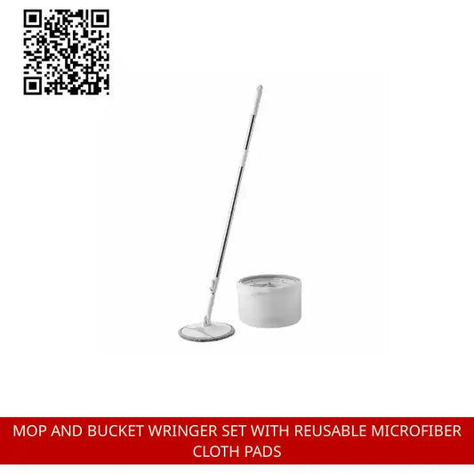 Mop and Bucket Wringer Set With Reusable Microfiber Cloth Pads by@Outfy
