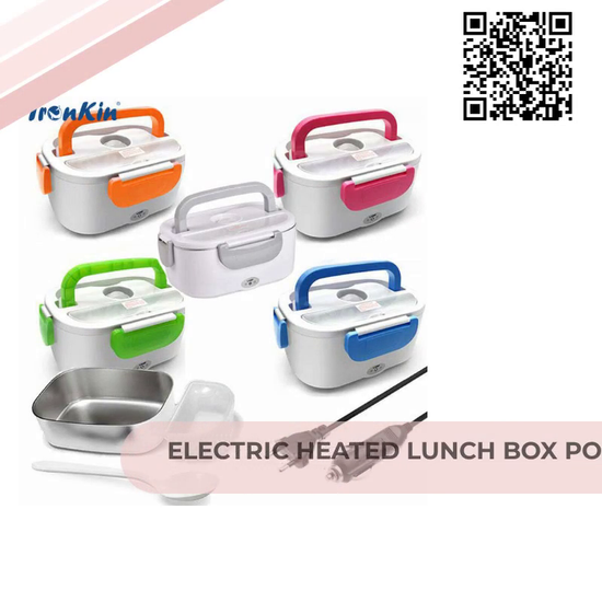 Electric Heated Lunch Box Portable 2 in 1 Car&amp; Home US Plug, Stainless Steel Food Container,12V-24V 110V 220V by@Outfy