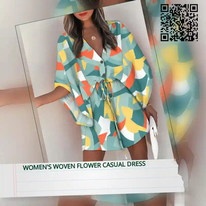 Women&#039;s Woven Flower Casual Dress by@Outfy