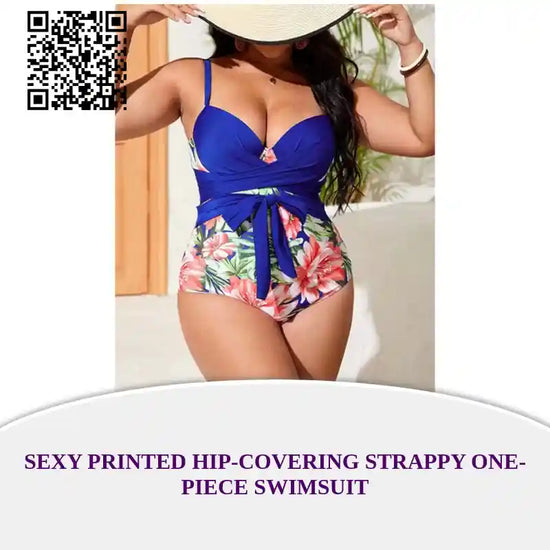 Sexy Printed hip-covering Strappy One-piece Swimsuit by@Outfy