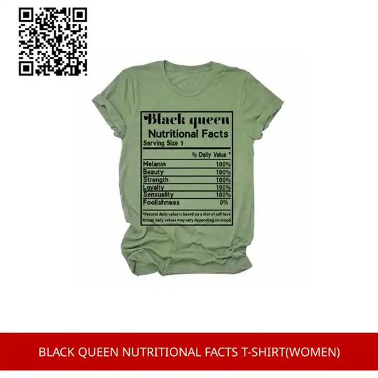 BLACK QUEEN NUTRITIONAL FACTS T-SHIRT(Women) by@Outfy