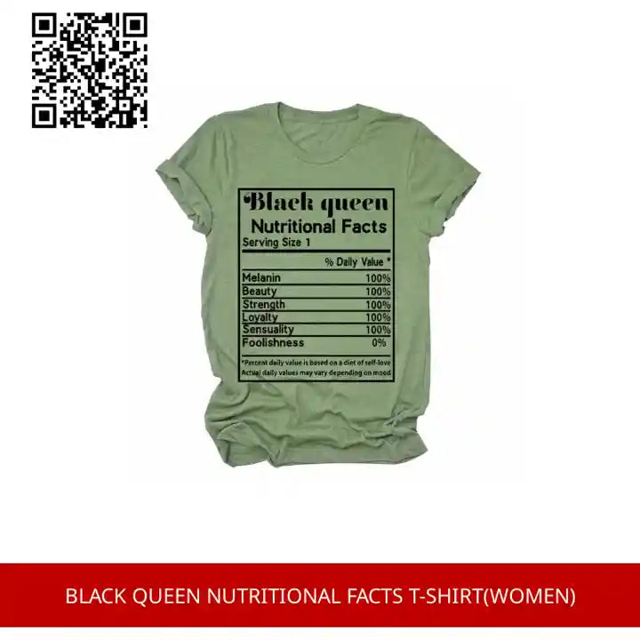 BLACK QUEEN NUTRITIONAL FACTS T-SHIRT(Women) by@Outfy