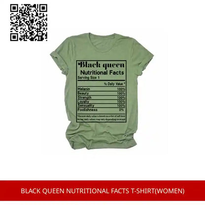 BLACK QUEEN NUTRITIONAL FACTS T-SHIRT(Women) by@Outfy