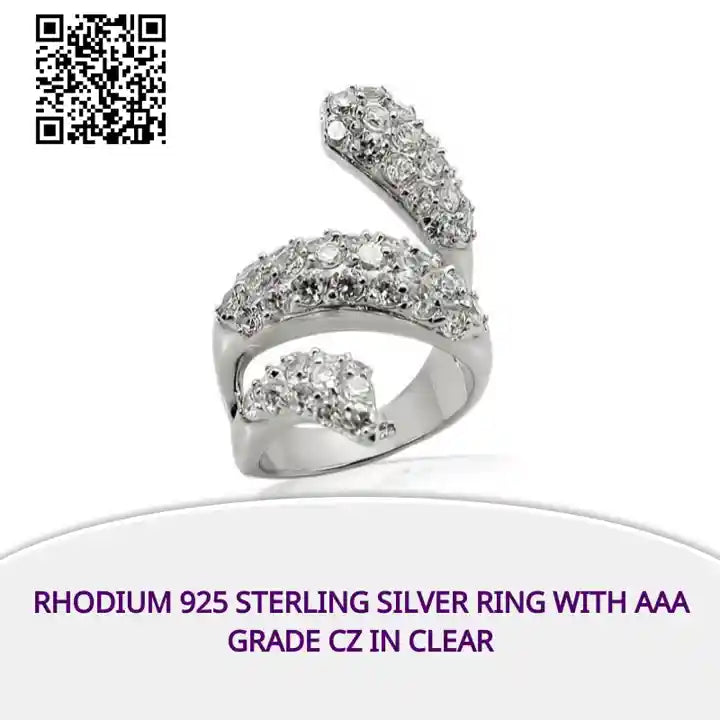 Rhodium 925 Sterling Silver Ring with AAA Grade CZ in Clear by@Outfy