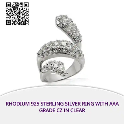 Rhodium 925 Sterling Silver Ring with AAA Grade CZ in Clear by@Outfy