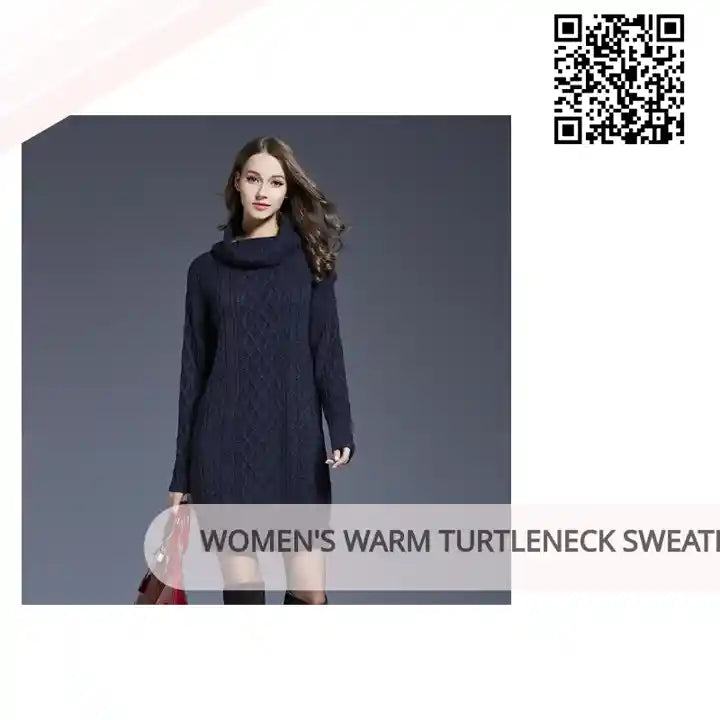 Women&#039;s Warm Turtleneck Sweater Dress by@Outfy