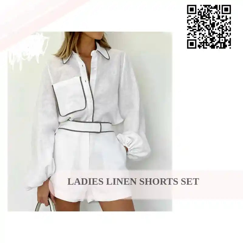 Ladies Linen Shorts Set by@Outfy
