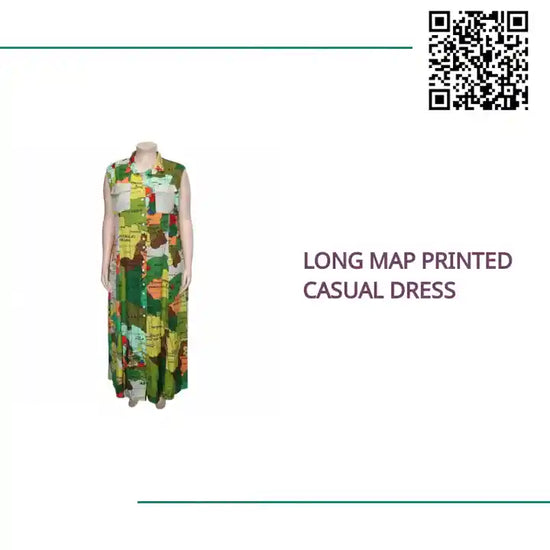 Long Map Printed Casual Dress by@Outfy