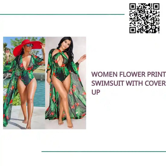 Women Flower Print Swimsuit With Cover Up by@Outfy