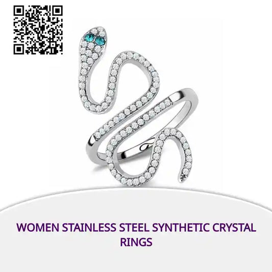 Women Stainless Steel Synthetic Crystal Rings by@Outfy