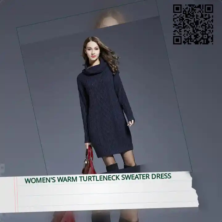 Women&#039;s Warm Turtleneck Sweater Dress by@Outfy