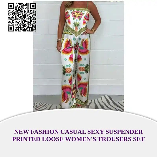 New Fashion Casual Sexy Suspender Printed Loose Women&#039;s Trousers Set by@Outfy