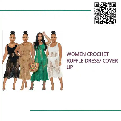 Women Crochet Ruffle Dress/ Cover up by@Outfy