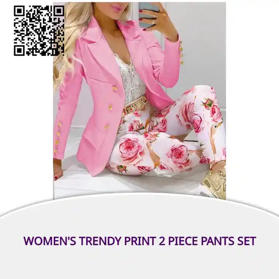 Women&#039;s Trendy Print 2 piece Pants Set by@Outfy