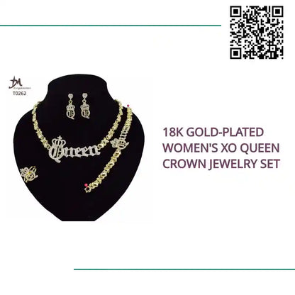 18K gold-plated Women&#039;s XO Queen Crown Jewelry Set by@Outfy