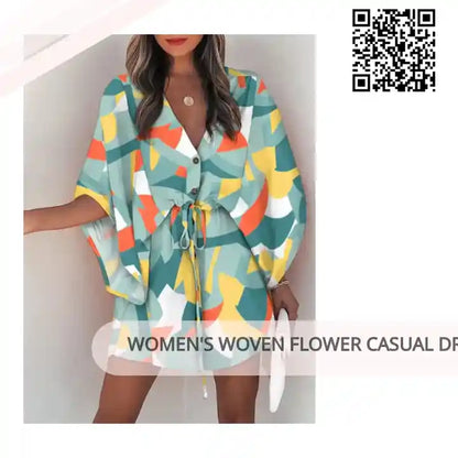 Women&#039;s Woven Flower Casual Dress by@Outfy