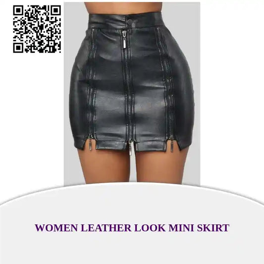 Women Leather Look Mini Skirt by@Outfy